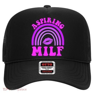 Funny Breast Cancer Aspiring Milf Retro Rainbow Hat