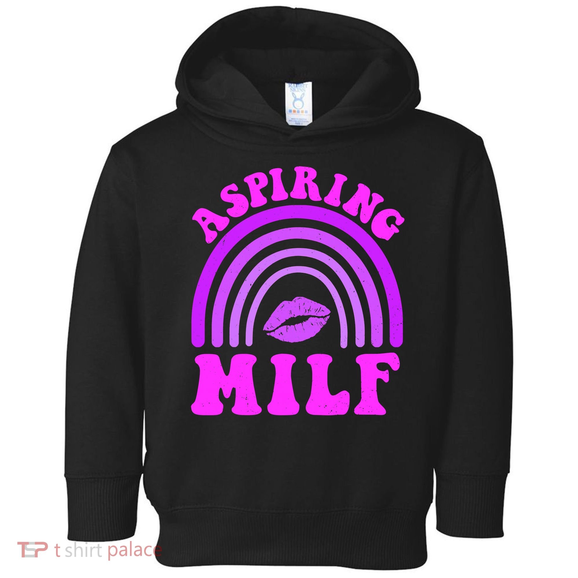 Funny Breast Cancer Aspiring Milf Retro Rainbow Toddler Hoodie