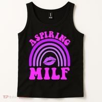 Funny Breast Cancer Aspiring Milf Retro Rainbow Tank Top thumb 2