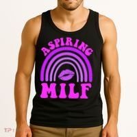 Funny Breast Cancer Aspiring Milf Retro Rainbow Tank Top thumb 3