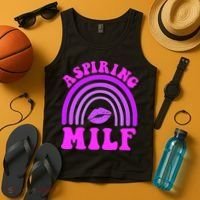 Funny Breast Cancer Aspiring Milf Retro Rainbow Tank Top thumb 4