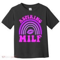 Funny Breast Cancer Aspiring Milf Retro Rainbow Toddler T-Shirt thumb 0