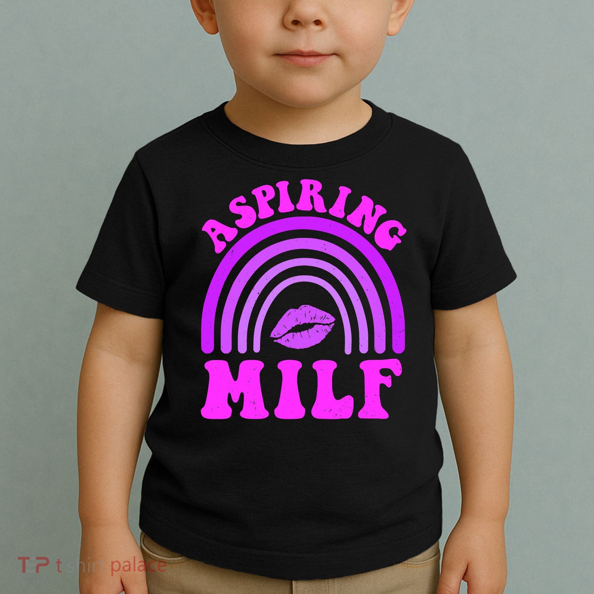 Funny Breast Cancer Aspiring Milf Retro Rainbow Toddler T-Shirt