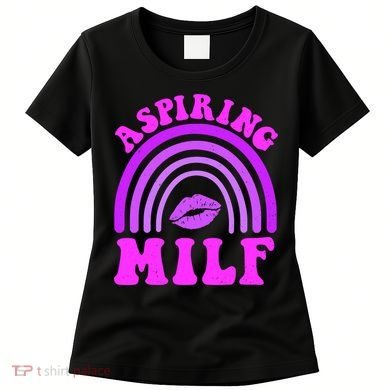 Funny Breast Cancer Aspiring Milf Retro Rainbow Women's T-Shirt