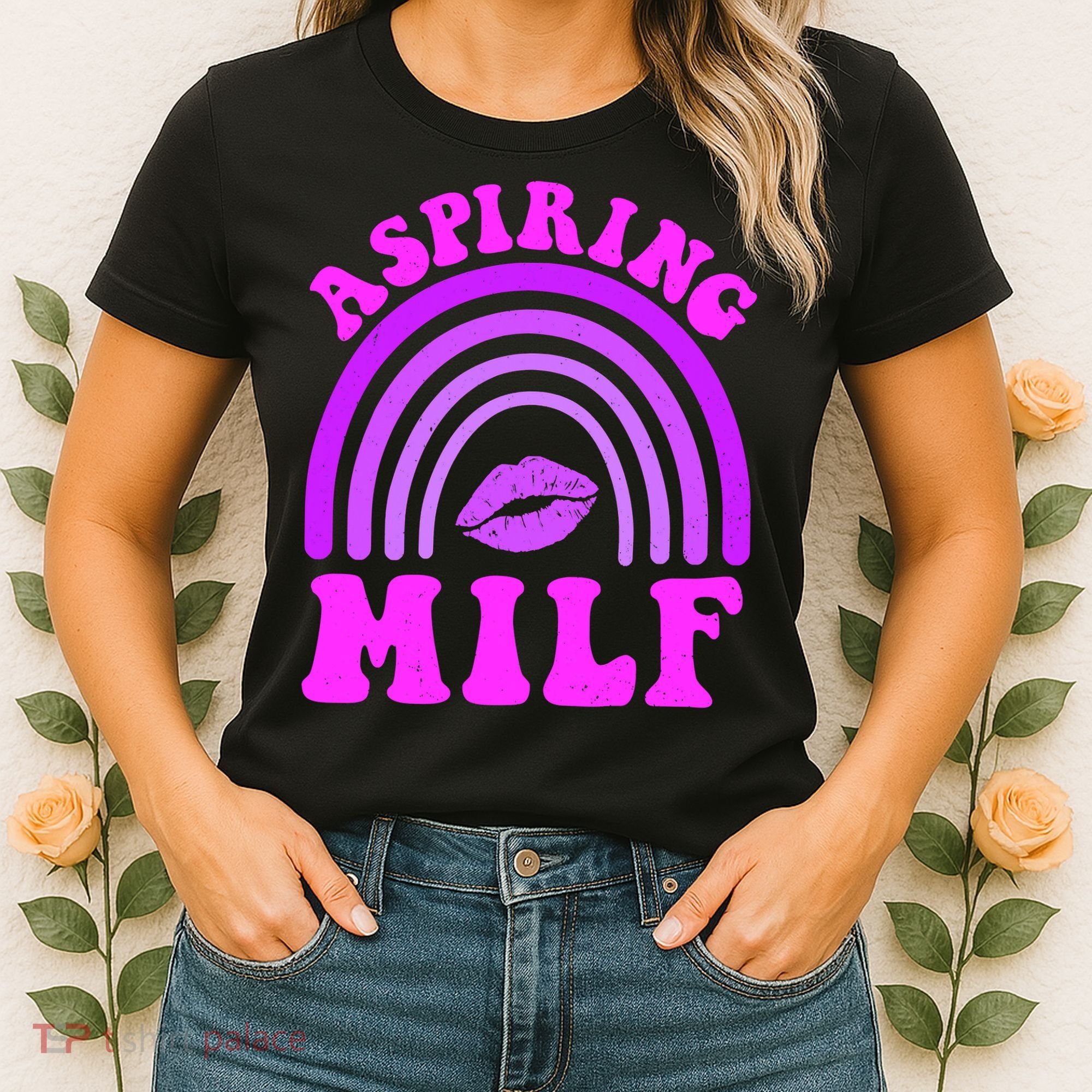 Funny Breast Cancer Aspiring Milf Retro Rainbow Women's T-Shirt