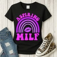 Funny Breast Cancer Aspiring Milf Retro Rainbow Women's T-Shirt thumb 3