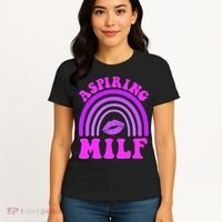 Funny Breast Cancer Aspiring Milf Retro Rainbow Women's T-Shirt thumb 4
