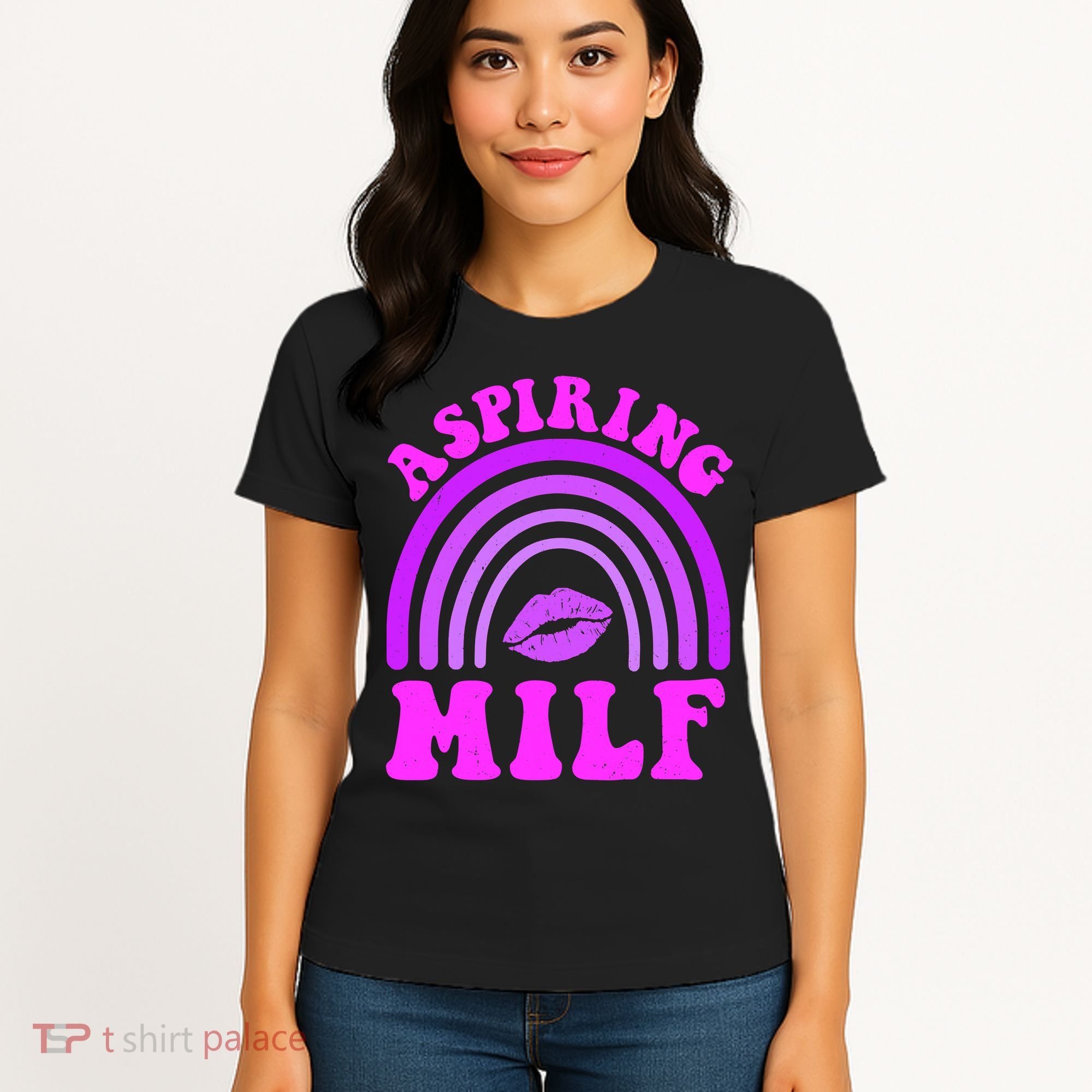 Funny Breast Cancer Aspiring Milf Retro Rainbow Women's T-Shirt