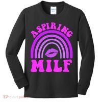Funny Breast Cancer Aspiring Milf Retro Rainbow Kids Long Sleeve Shirt thumb 0