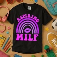 Funny Breast Cancer Aspiring Milf Retro Rainbow Kids T-Shirt thumb 3