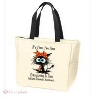 Funny Black Cat Its Fine Im Fine Multiple Sclerosis Tote Bag thumb 3
