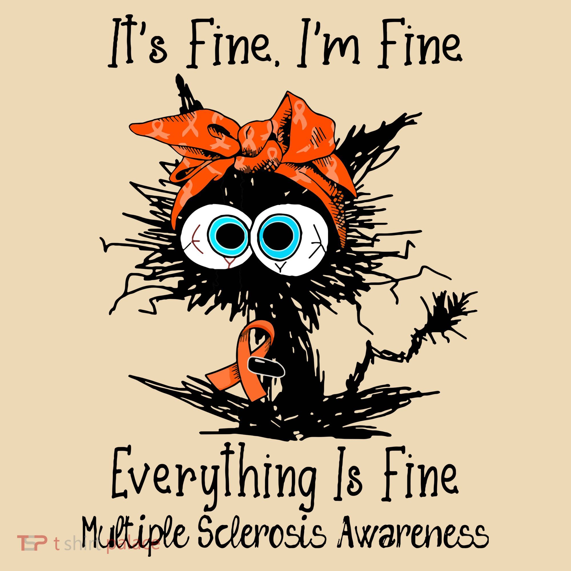 Funny Black Cat Its Fine Im Fine Multiple Sclerosis Tote Bag