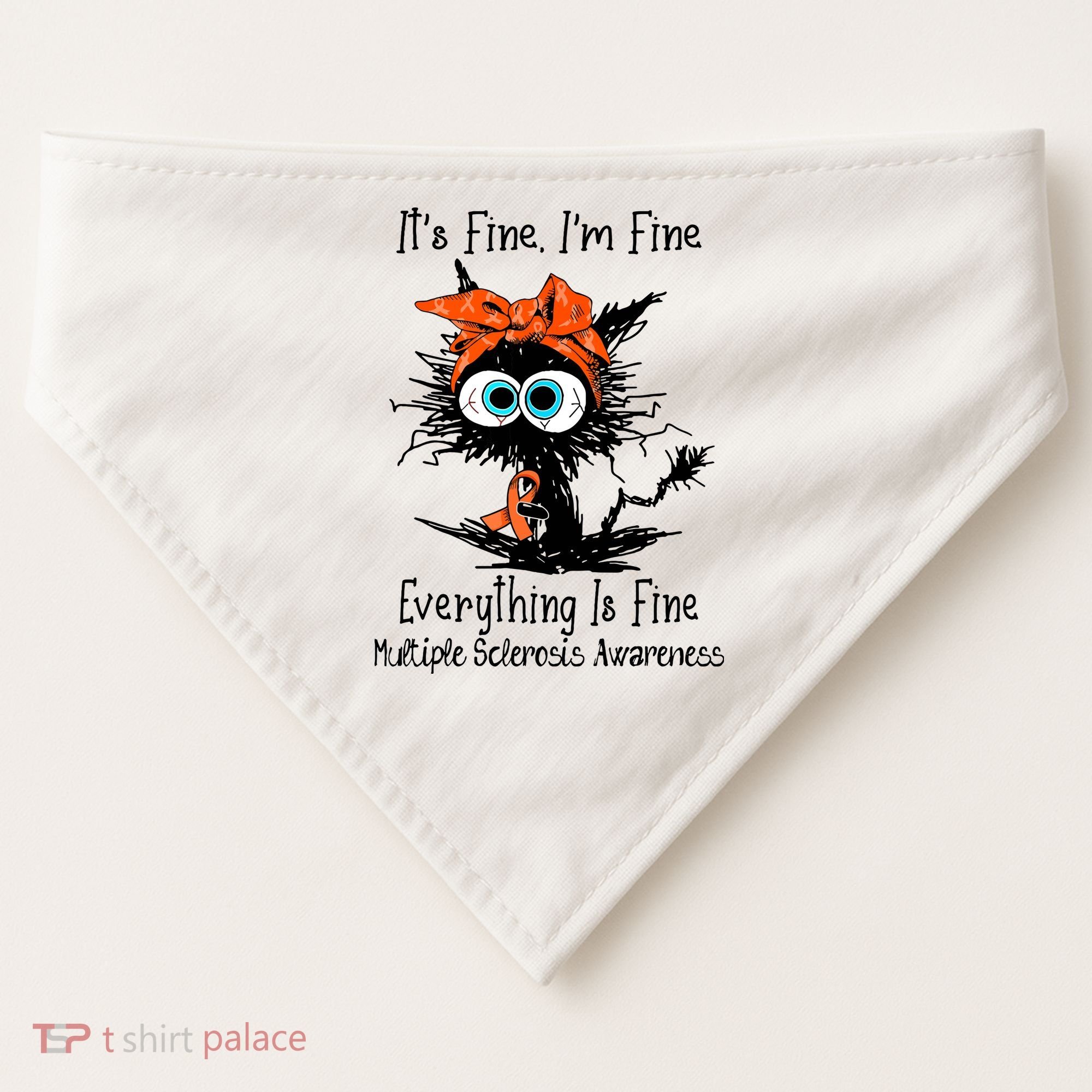 Funny Black Cat Its Fine Im Fine Multiple Sclerosis USA-Made Doggie Bandana