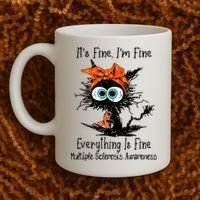 Funny Black Cat Its Fine Im Fine Multiple Sclerosis Coffee Mug thumb 2