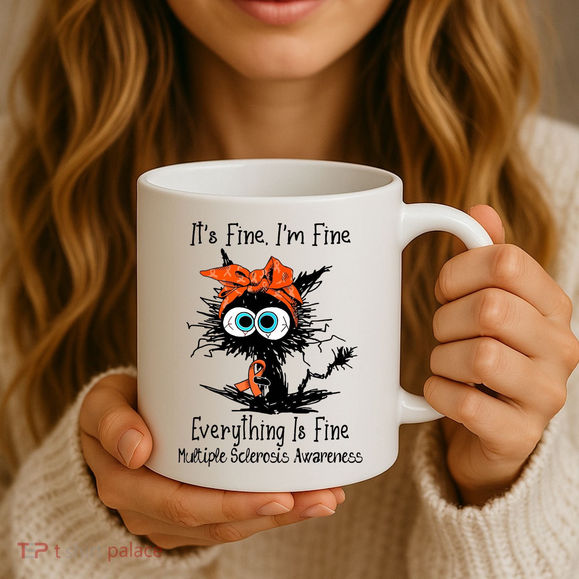 Funny Black Cat Its Fine Im Fine Multiple Sclerosis Coffee Mug