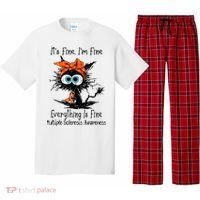 Funny Black Cat Its Fine Im Fine Multiple Sclerosis Pajama Set thumb 0