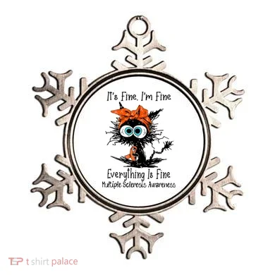 Funny Black Cat Its Fine Im Fine Multiple Sclerosis Ornament