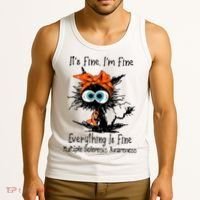 Funny Black Cat Its Fine Im Fine Multiple Sclerosis Tank Top thumb 3
