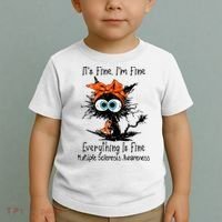 Funny Black Cat Its Fine Im Fine Multiple Sclerosis Toddler T-Shirt thumb 2