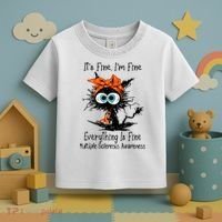 Funny Black Cat Its Fine Im Fine Multiple Sclerosis Toddler T-Shirt thumb 3