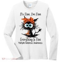 Funny Black Cat Its Fine Im Fine Multiple Sclerosis Women's Long Sleeve Shirt thumb 0