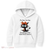 Funny Black Cat Its Fine Im Fine Multiple Sclerosis Kids Hoodie thumb 0