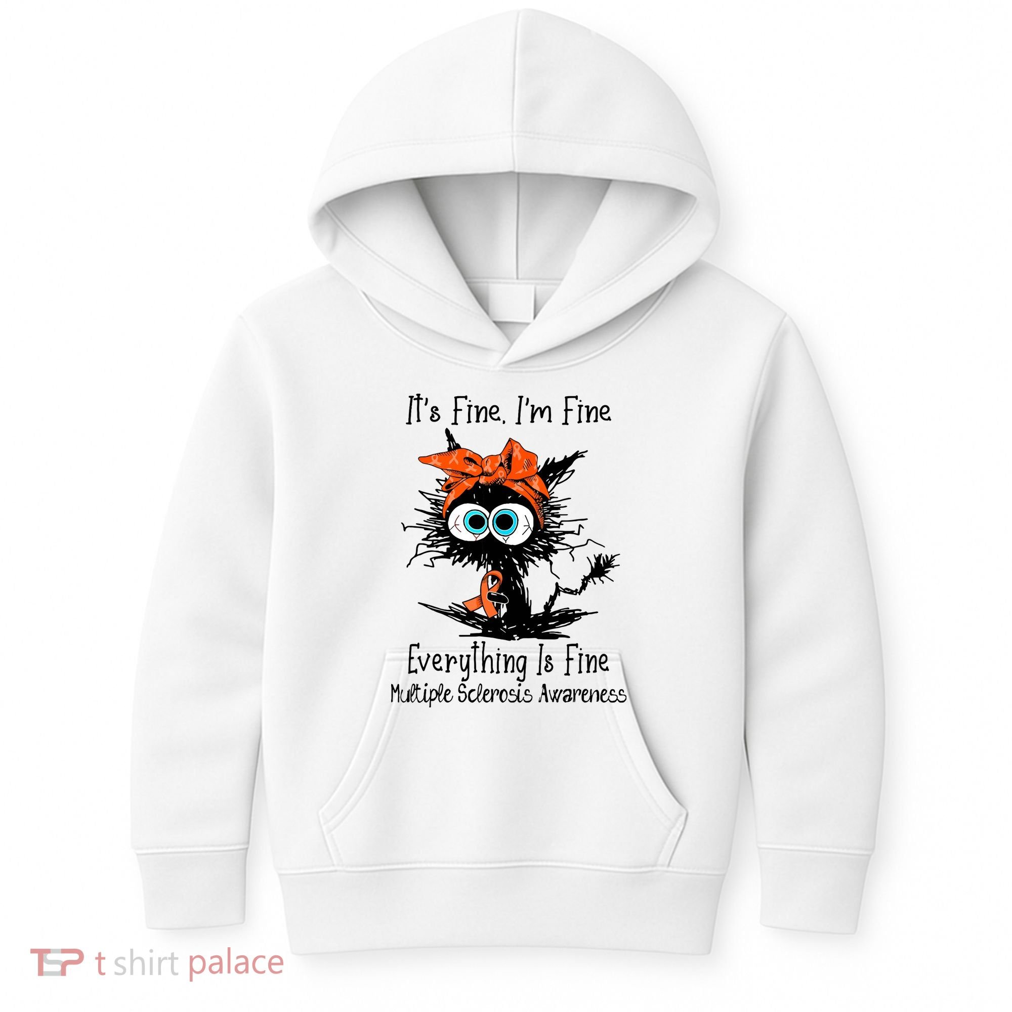 Funny Black Cat Its Fine Im Fine Multiple Sclerosis Kids Hoodie