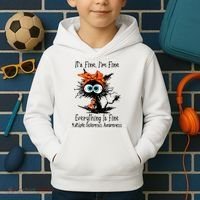 Funny Black Cat Its Fine Im Fine Multiple Sclerosis Kids Hoodie thumb 2