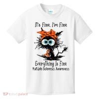 Funny Black Cat Its Fine Im Fine Multiple Sclerosis Kids T-Shirt thumb 0