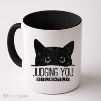 Funny Black Cat Judging You Silently Sarcastic Cat Mom Gift Coffee Mug thumb 0