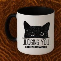 Funny Black Cat Judging You Silently Sarcastic Cat Mom Gift Coffee Mug thumb 2