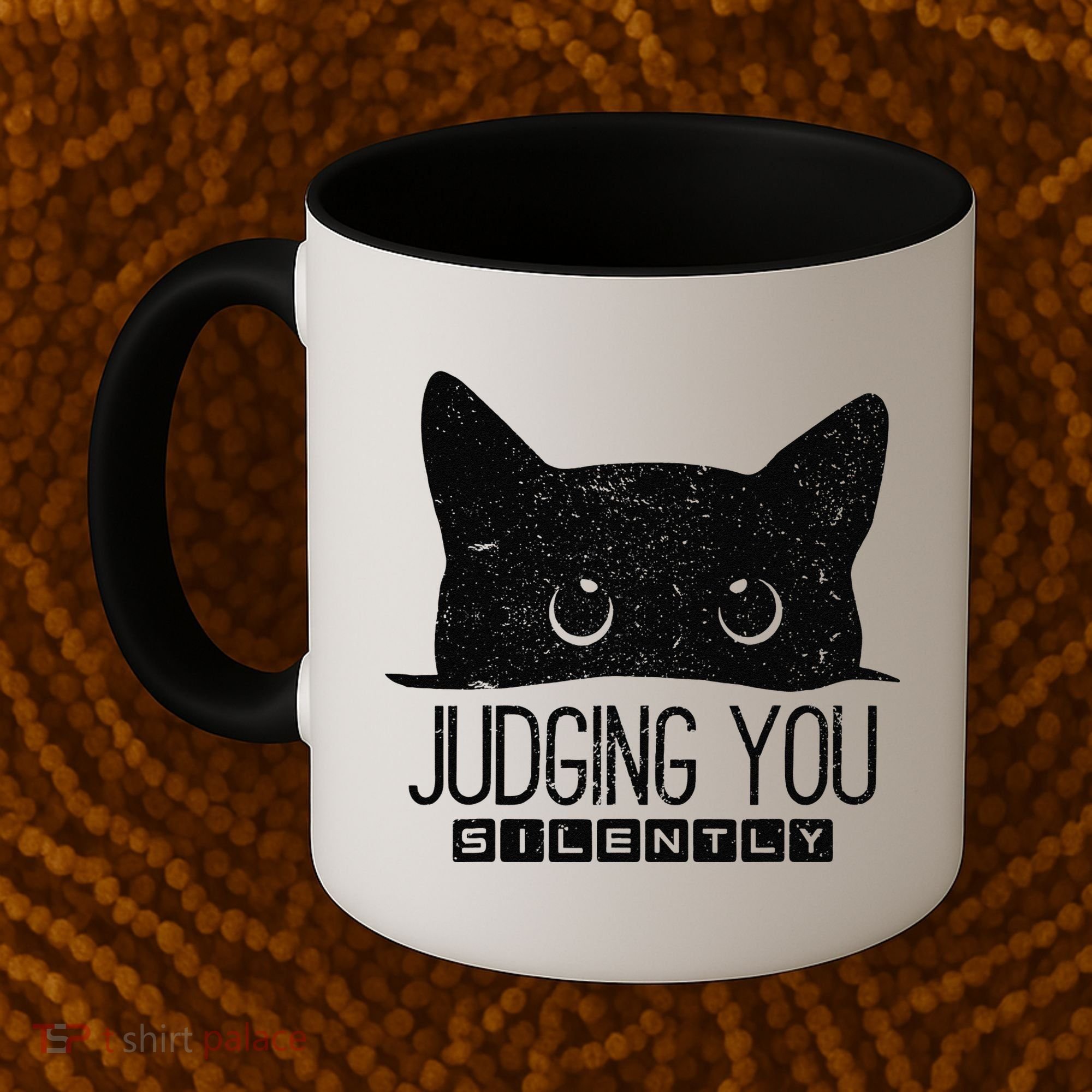 Funny Black Cat Judging You Silently Sarcastic Cat Mom Gift Coffee Mug