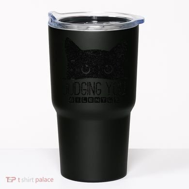 Funny Black Cat Judging You Silently Sarcastic Cat Mom Gift Tumbler