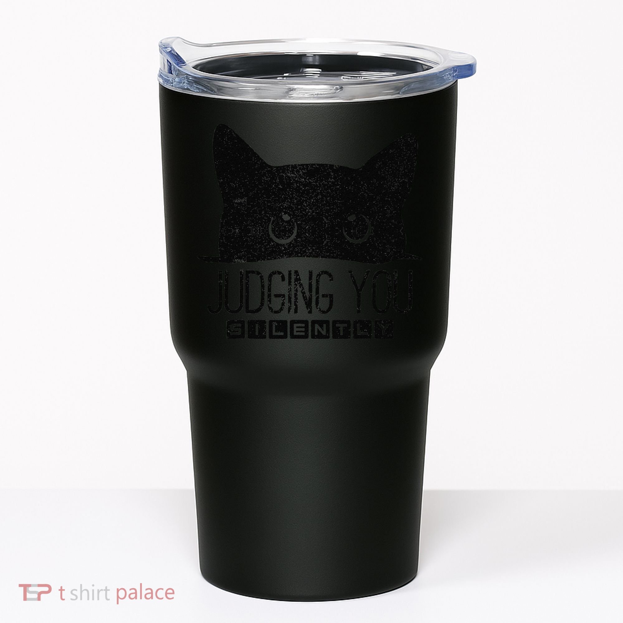 Funny Black Cat Judging You Silently Sarcastic Cat Mom Gift Tumbler