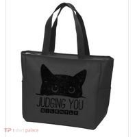 Funny Black Cat Judging You Silently Sarcastic Cat Mom Gift Tote Bag thumb 3