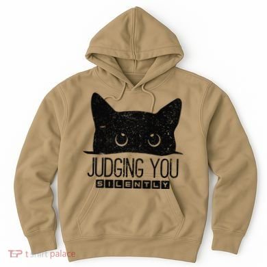 Funny Black Cat Judging You Silently Sarcastic Cat Mom Gift Hoodie