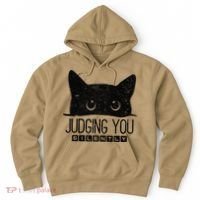 Funny Black Cat Judging You Silently Sarcastic Cat Mom Gift Hoodie thumb 0