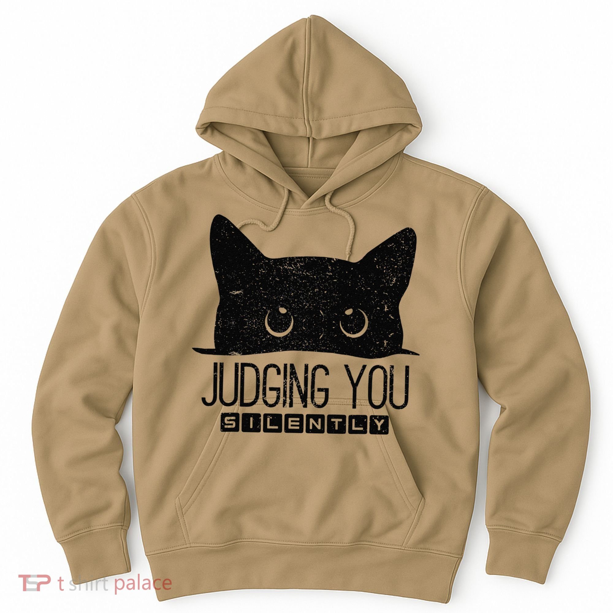 Funny Black Cat Judging You Silently Sarcastic Cat Mom Gift Hoodie