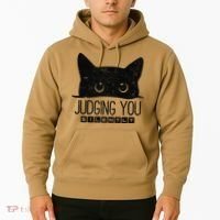Funny Black Cat Judging You Silently Sarcastic Cat Mom Gift Hoodie thumb 2