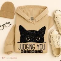 Funny Black Cat Judging You Silently Sarcastic Cat Mom Gift Hoodie thumb 4