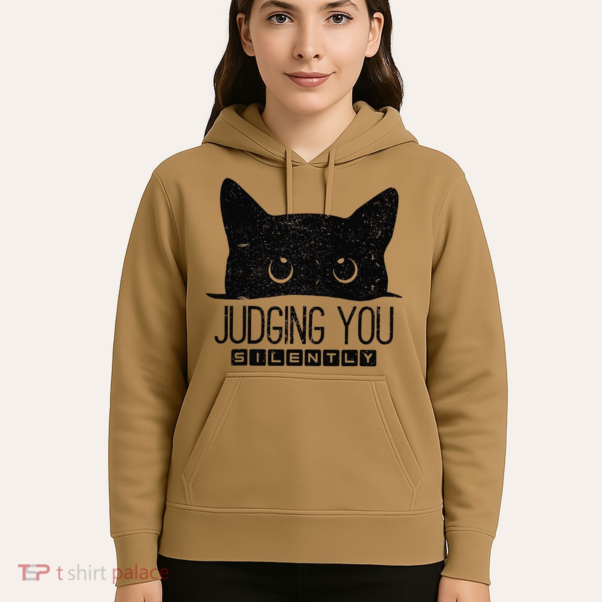 Funny Black Cat Judging You Silently Sarcastic Cat Mom Gift Hoodie