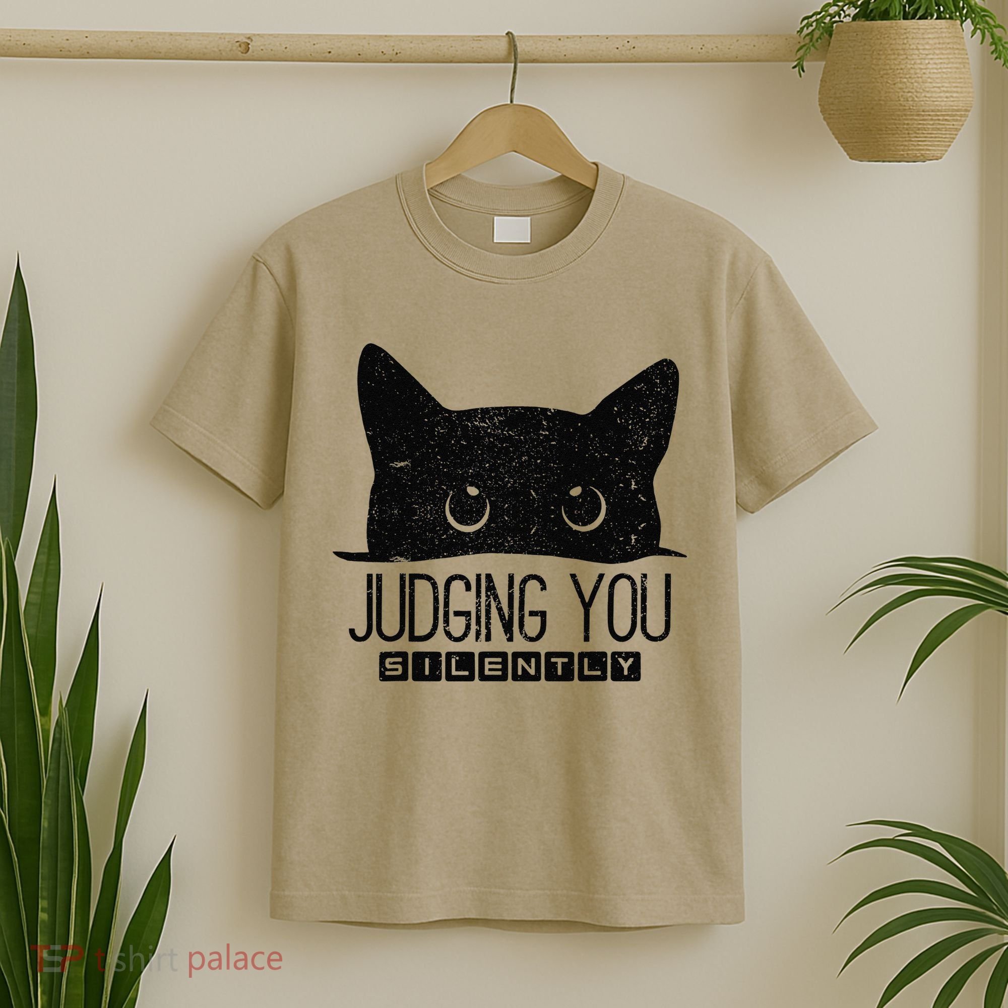 Funny Black Cat Judging You Silently Sarcastic Cat Mom Gift T-Shirt