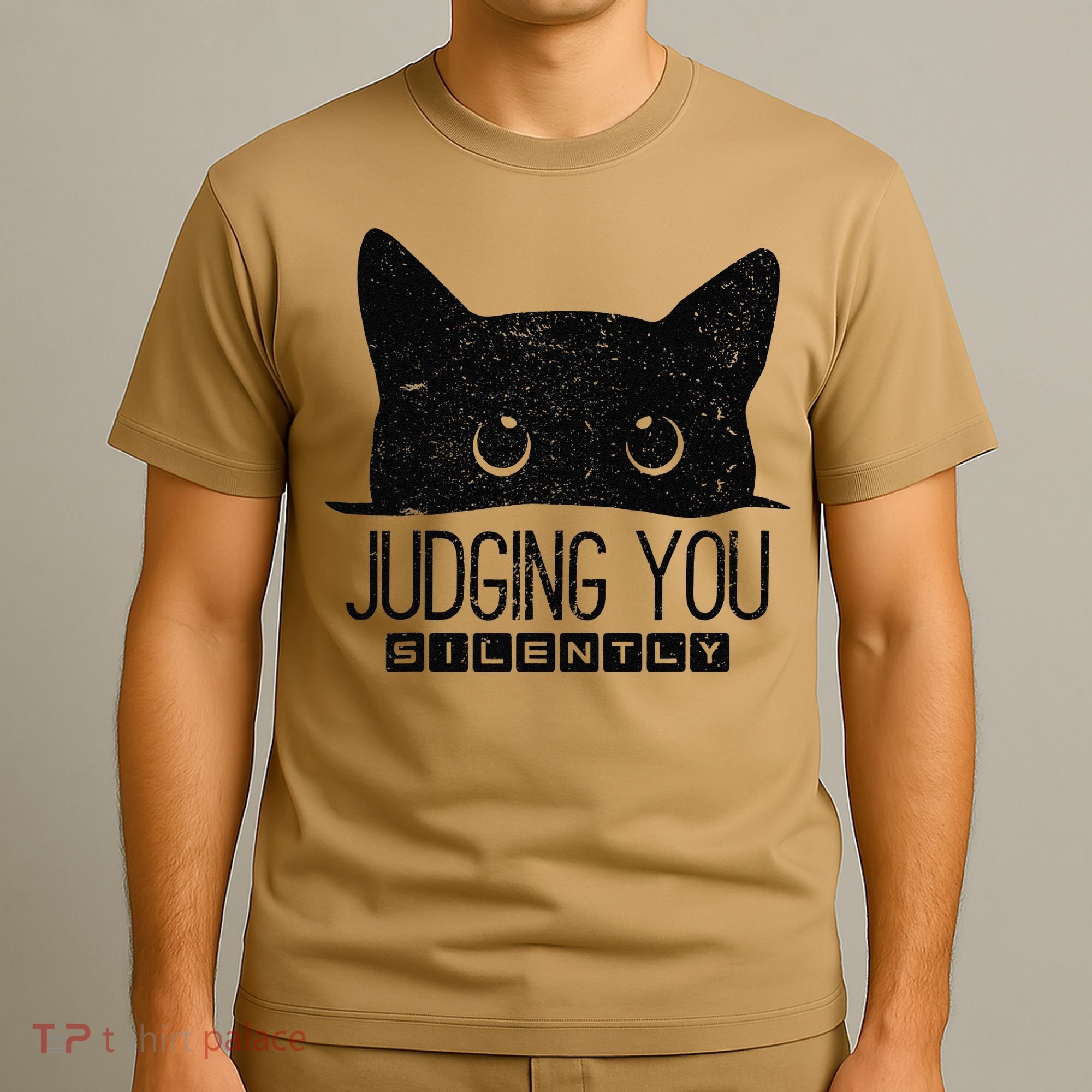 Funny Black Cat Judging You Silently Sarcastic Cat Mom Gift T-Shirt