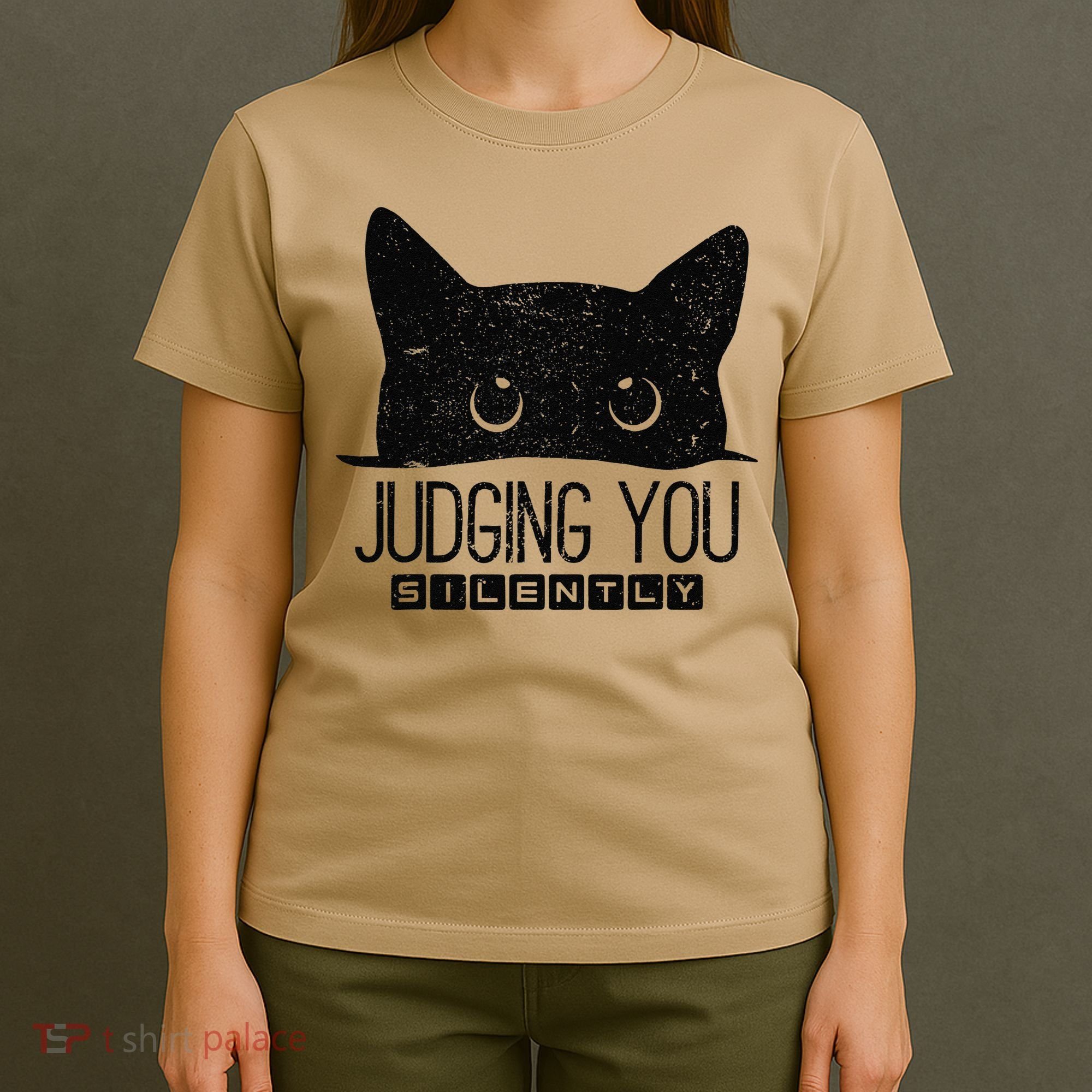 Funny Black Cat Judging You Silently Sarcastic Cat Mom Gift T-Shirt