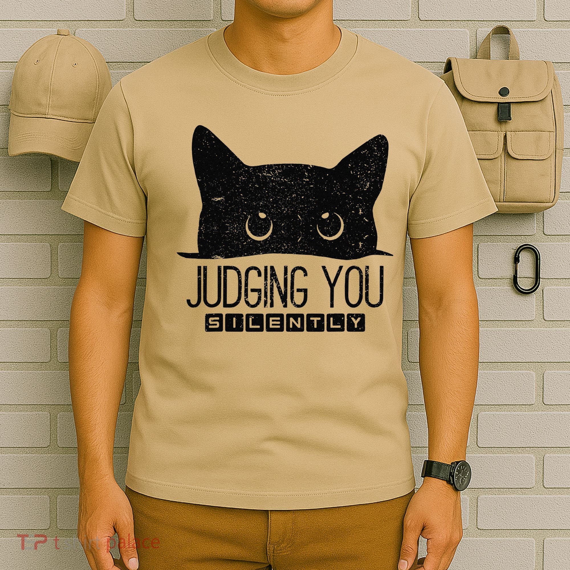 Funny Black Cat Judging You Silently Sarcastic Cat Mom Gift T-Shirt