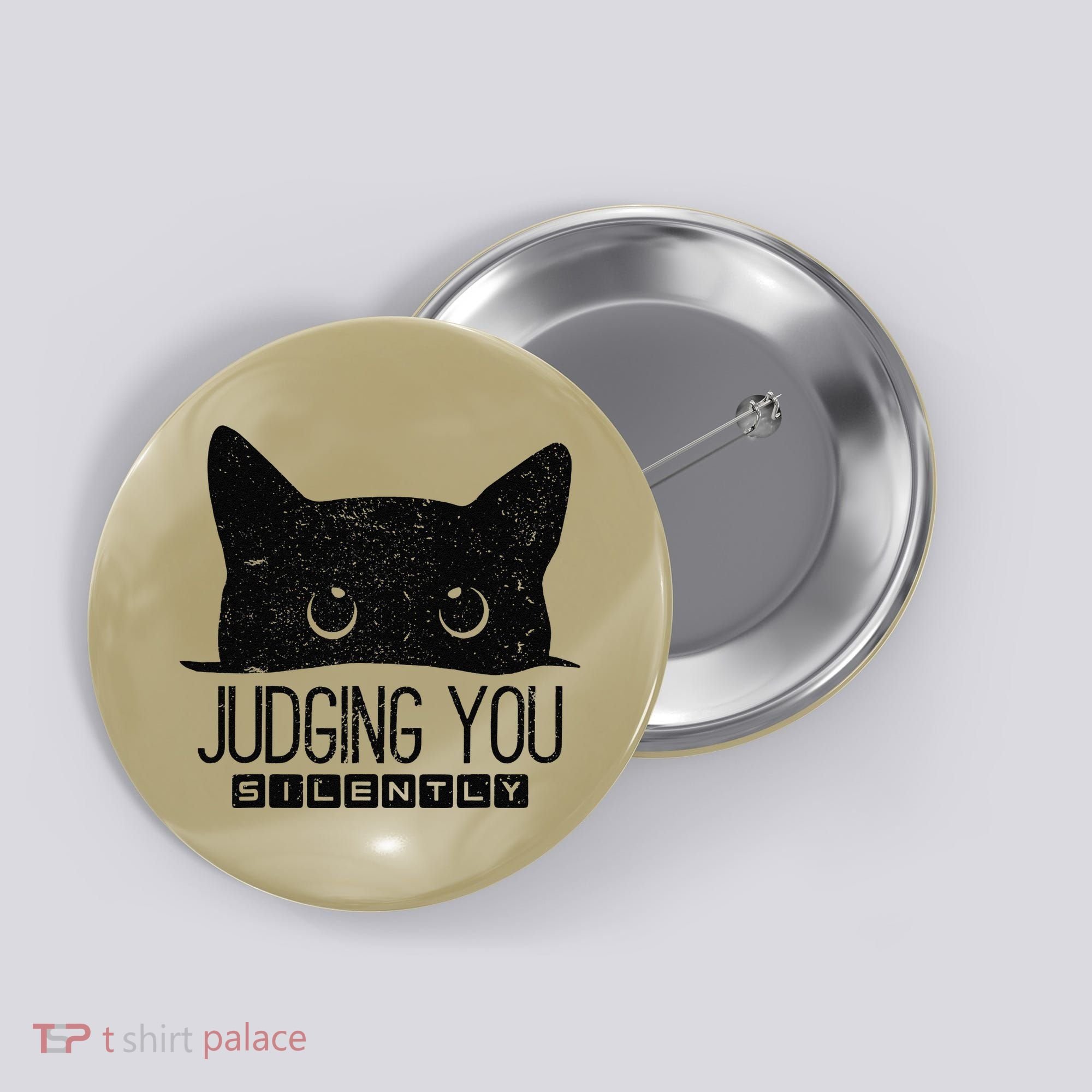Funny Black Cat Judging You Silently Sarcastic Cat Mom Gift Button
