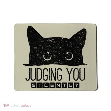 Funny Black Cat Judging You Silently Sarcastic Cat Mom Gift Mousepad