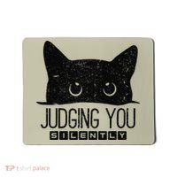 Funny Black Cat Judging You Silently Sarcastic Cat Mom Gift Mousepad thumb 0