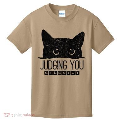 Funny Black Cat Judging You Silently Sarcastic Cat Mom Gift Kids T-Shirt