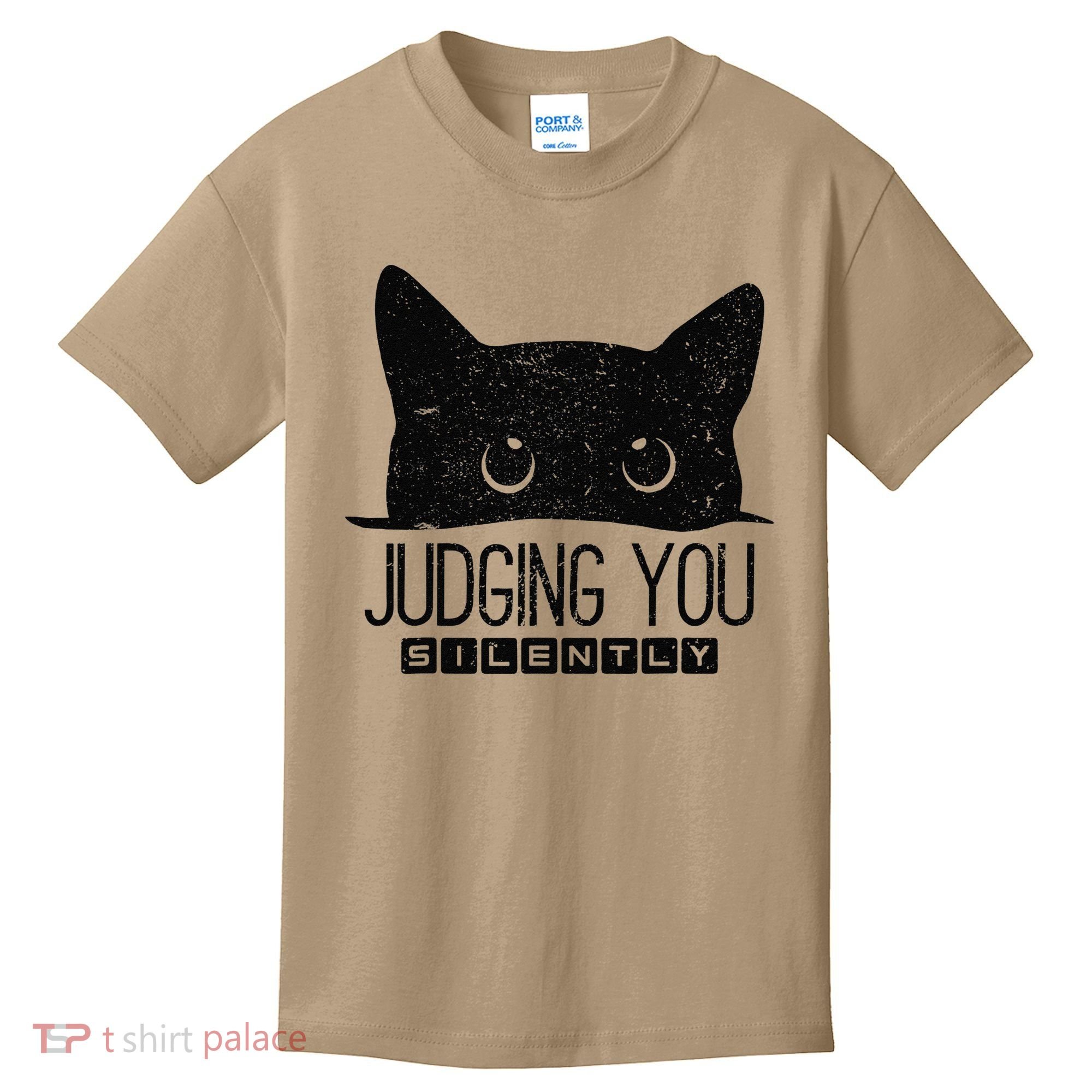 Funny Black Cat Judging You Silently Sarcastic Cat Mom Gift Kids T-Shirt
